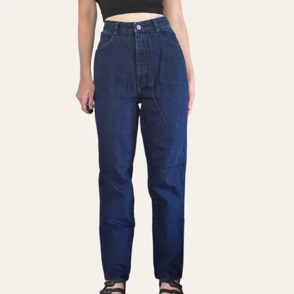 Vintage dark indigo blue mom jeans Gloria Vanderbilt 29/30/31 - Picture 2 of 8